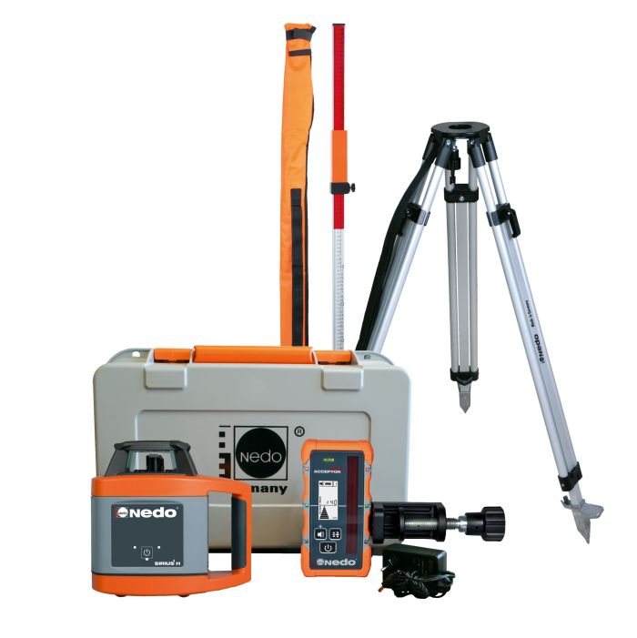 Ротаційний нівелір NEDO SIRIUS 1H + ACCEPTOR MAXX в комплекті зі штативом та рейкою 471935