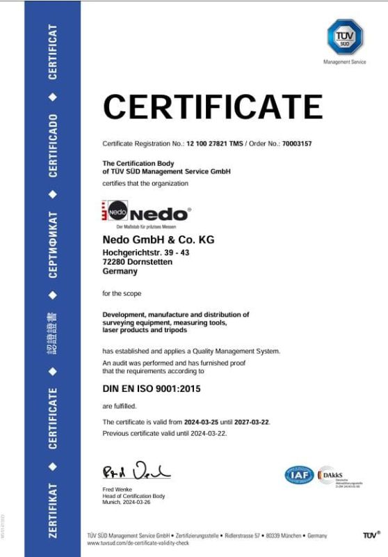 Сертифікат калібрування виробника Оптичний нівелір / Теодоліт 399558