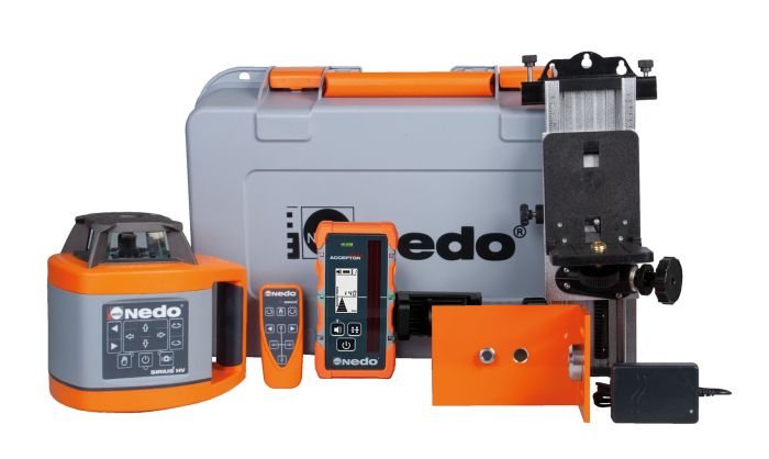Ротаційний нівелір NEDO SIRIUS 1HV + ACCEPTOR MAXX в комплекті з настінним та вертикальним кріпленнями 471949