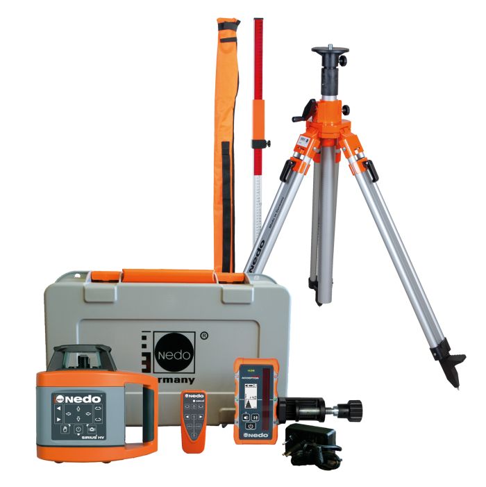 Ротаційний нівелір NEDO SIRIUS 1HV + ACCEPTOR MAXX в комплекті зі штативом та рейкою 471947